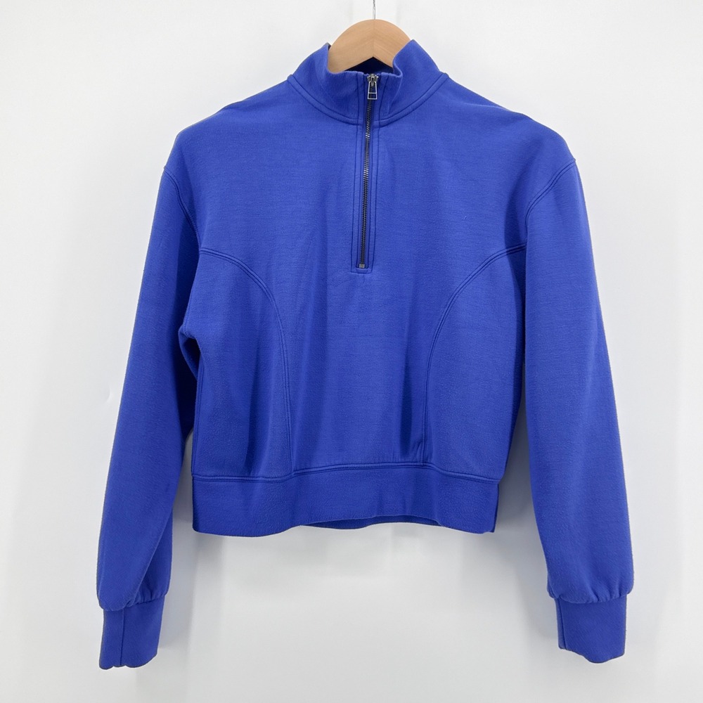 Daily Practice Anthropologie Quarter Zip Sweatshirt Womens XS Blue Crop Pullover